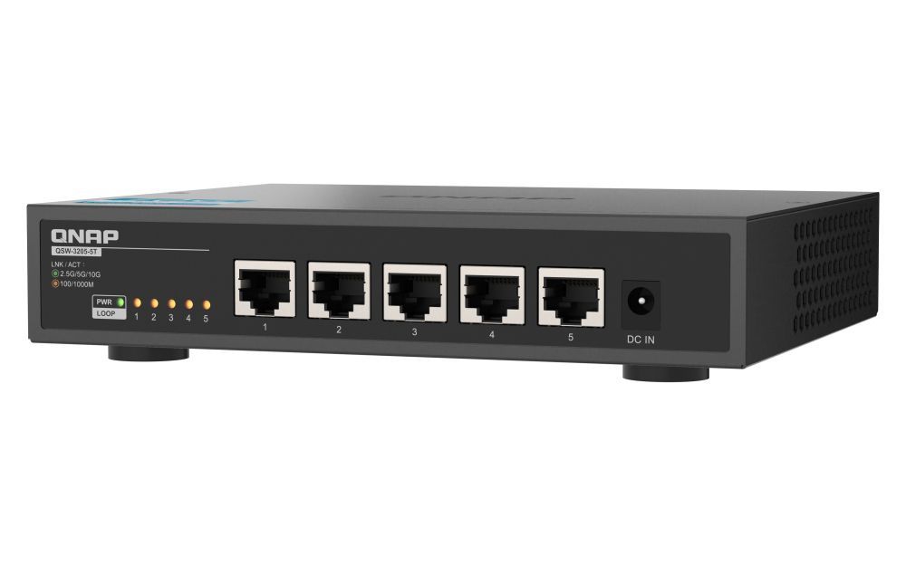 QNAP QSW-3205-5T switch di rete Non gestito 10G Ethernet (100/1000/10000) Desktop Nero [QSW-3205-5T]
