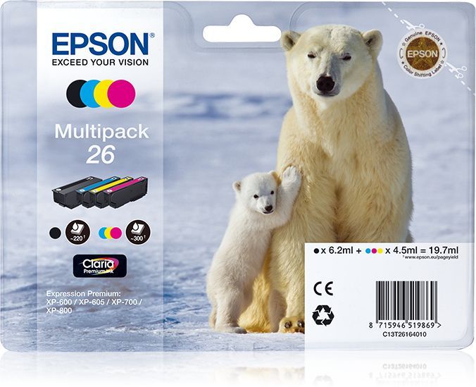 Epson Polar bear Multipack 26 (4 colori: NCMG) [C13T26164010]