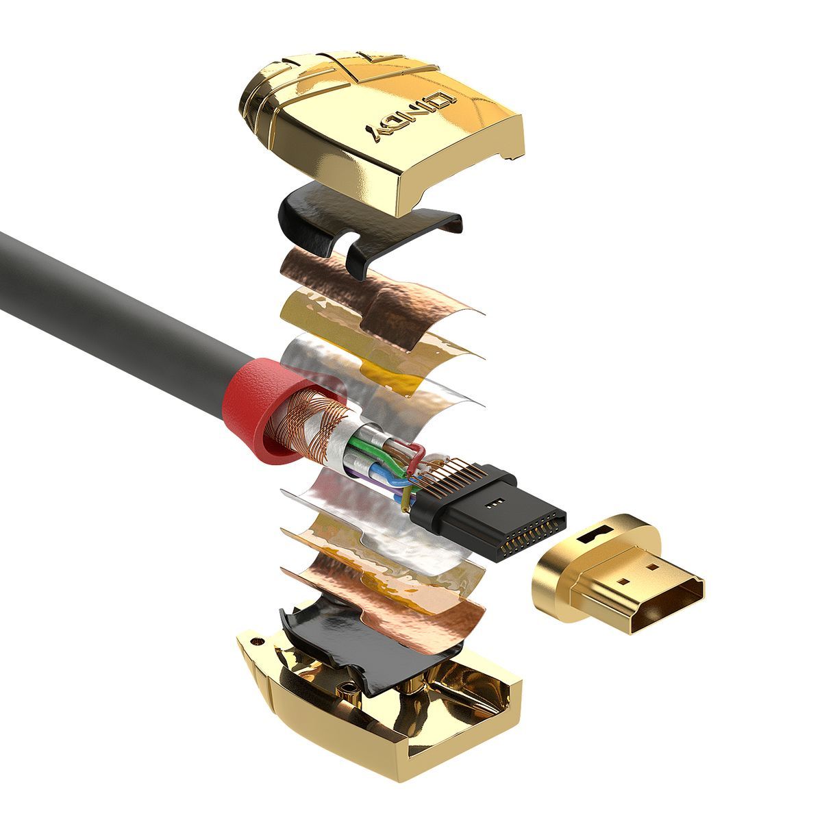Lindy 37864 cavo HDMI 5 m HDMI tipo A (Standard) Oro, Grigio [LINDY37864]
