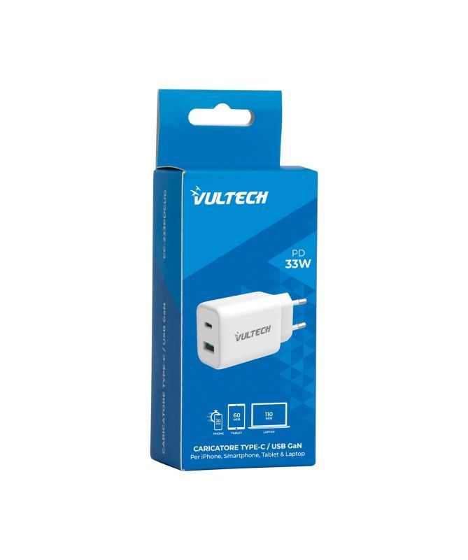 Vultech CC-233PDCUGWH Caricabatterie per dispositivi mobili Universale Bianco AC Ricarica rapida Interno [CC-233PDCUGWH]