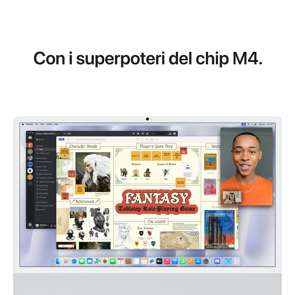 Apple iMac 24"Retina Display 4,5K, Chip M4 con CPU 8core, GPU 8core, 16GB, 256GB SSD, Argento [MWUC3T/A]