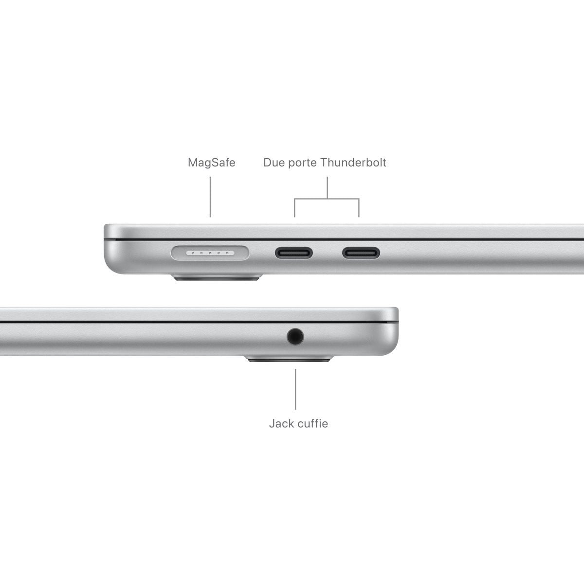 Apple MacBook Air 13": Chip M2 con CPU 8-core e GPU 8core, 256GB SSD - Argento [MC7V4T/A]