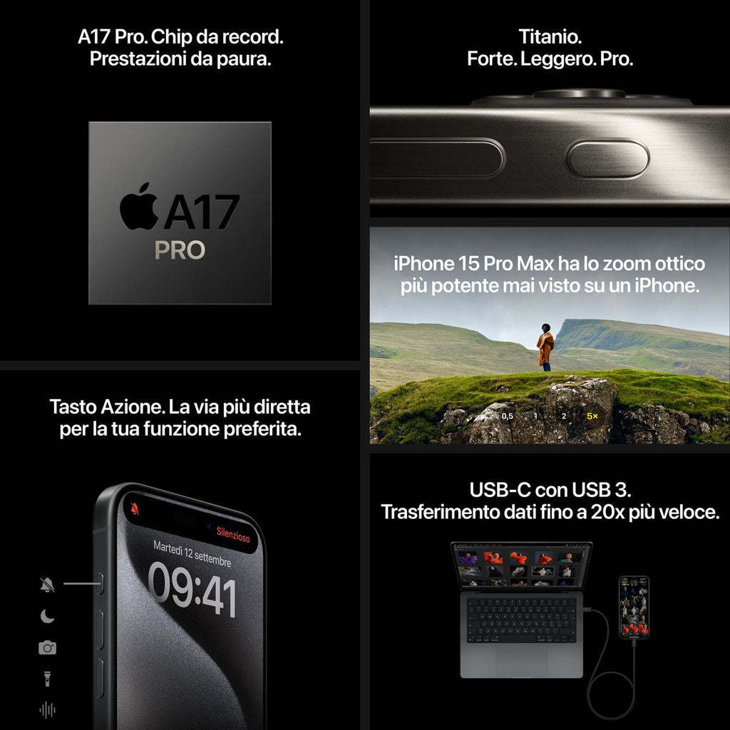 Apple iPhone 15 Pro 1TB Titanio Naturale [MTVF3QL/A]