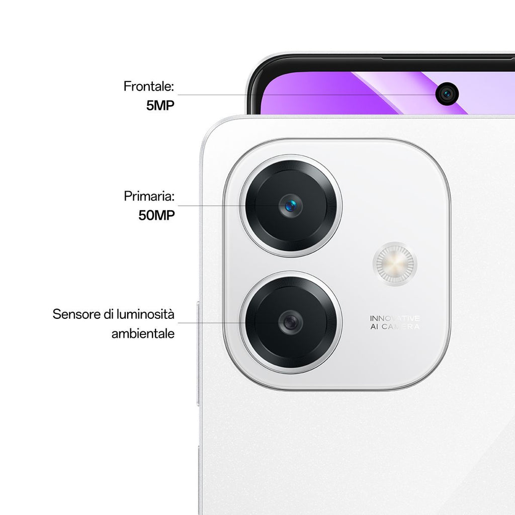 OPPO A40 Smartphone, Fotocamera AI 50MP, Selfie 5MP, Display 6.67 90HZ LCD HD+, 5100mAh, RAM 12 GB (6+6) + ROM 128GB, IP54, [Versione Italia], Starlight White [110010347453]