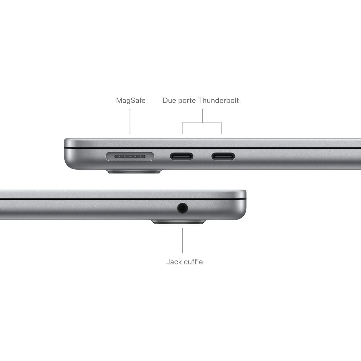 Apple MacBook Air 13'' M3 chip con core 8 CPU e core 10 GPU, 16GB, 512GB SSD Grigio Siderale [MXCR3T/A]