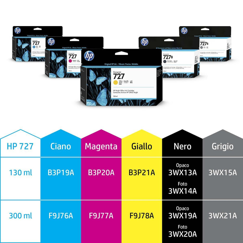 HP Cartuccia inchiostro giallo DesignJet 727, 130 ml [B3P21A]