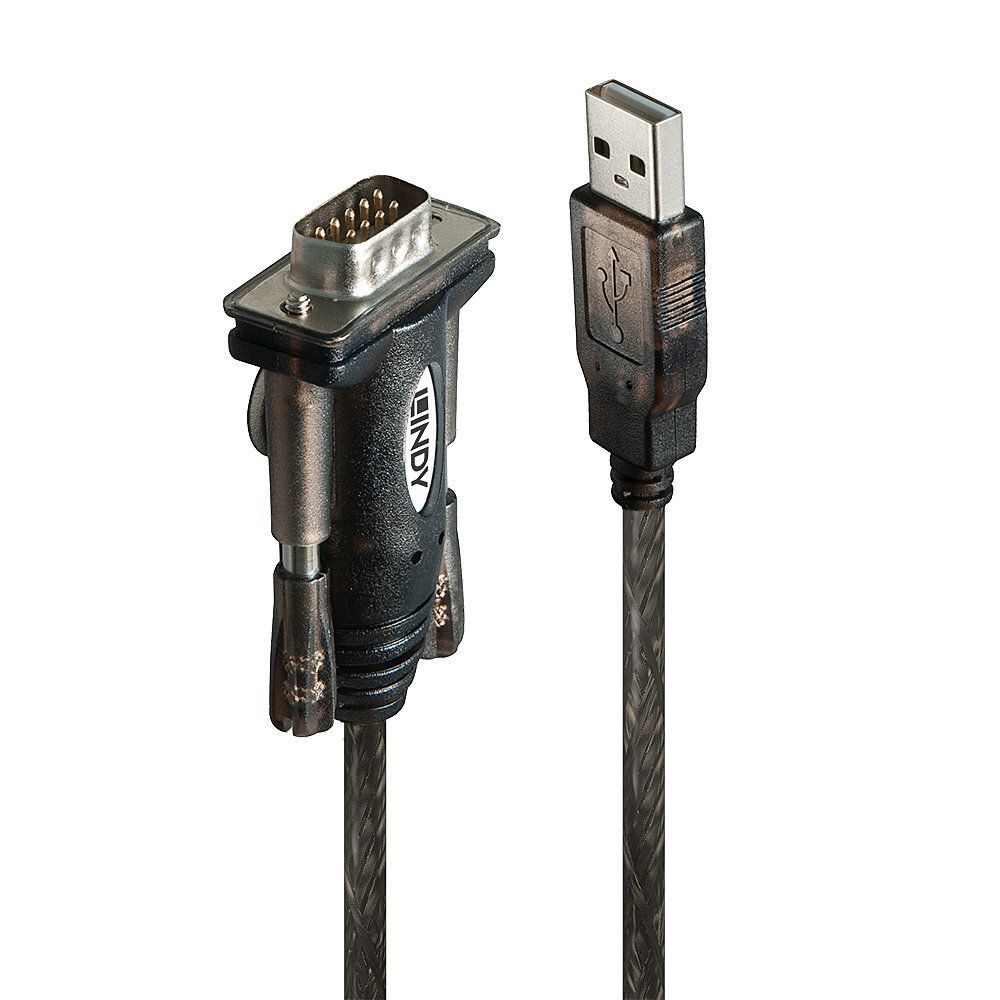Lindy 42855 cavo seriale Grigio, Trasparente 1,5 m USB tipo A DB-9 [LINDY42855]