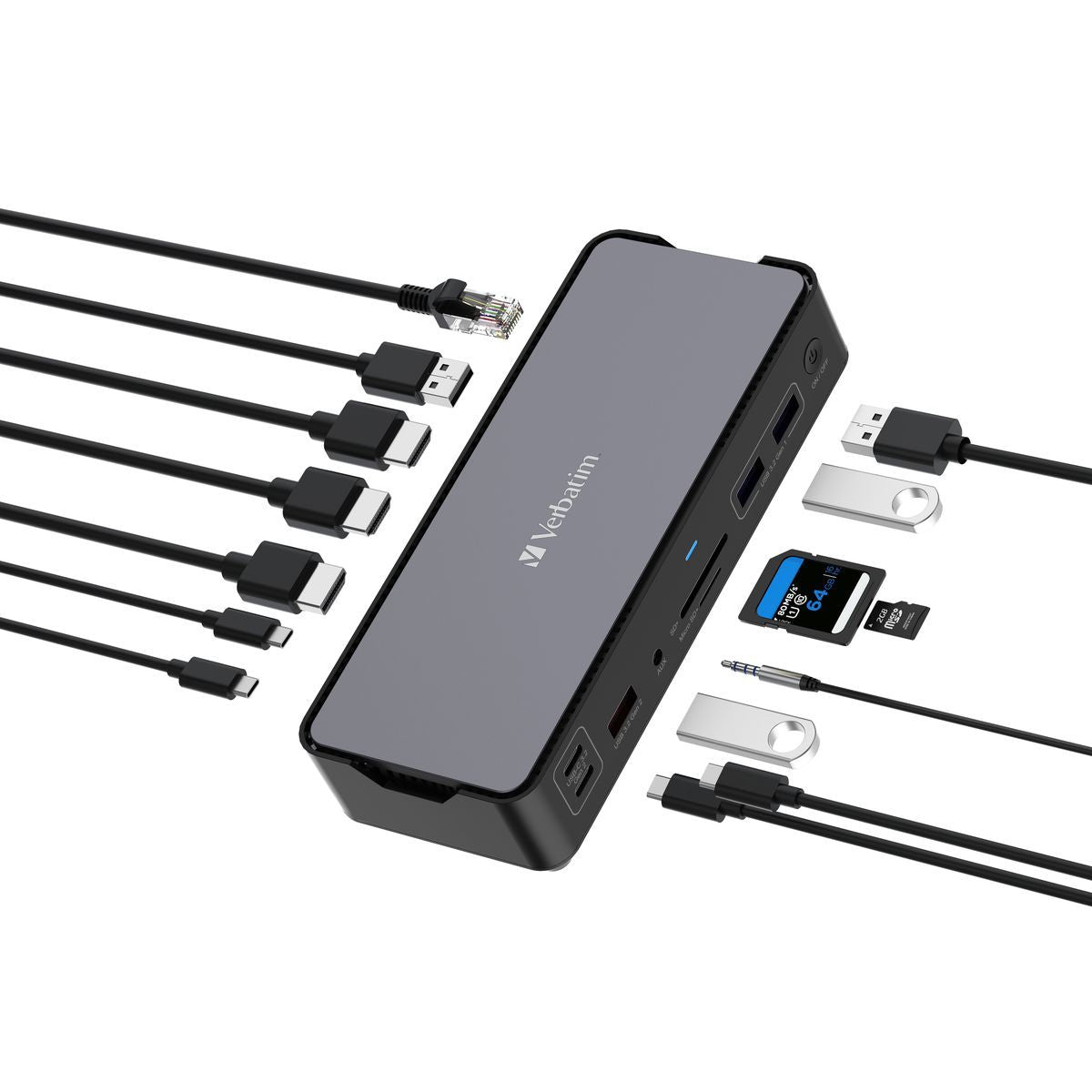 Verbatim CDS-15 Cablato USB 3.2 Gen 1 (3.1 Gen 1) Type-C Nero, Grigio [32171]