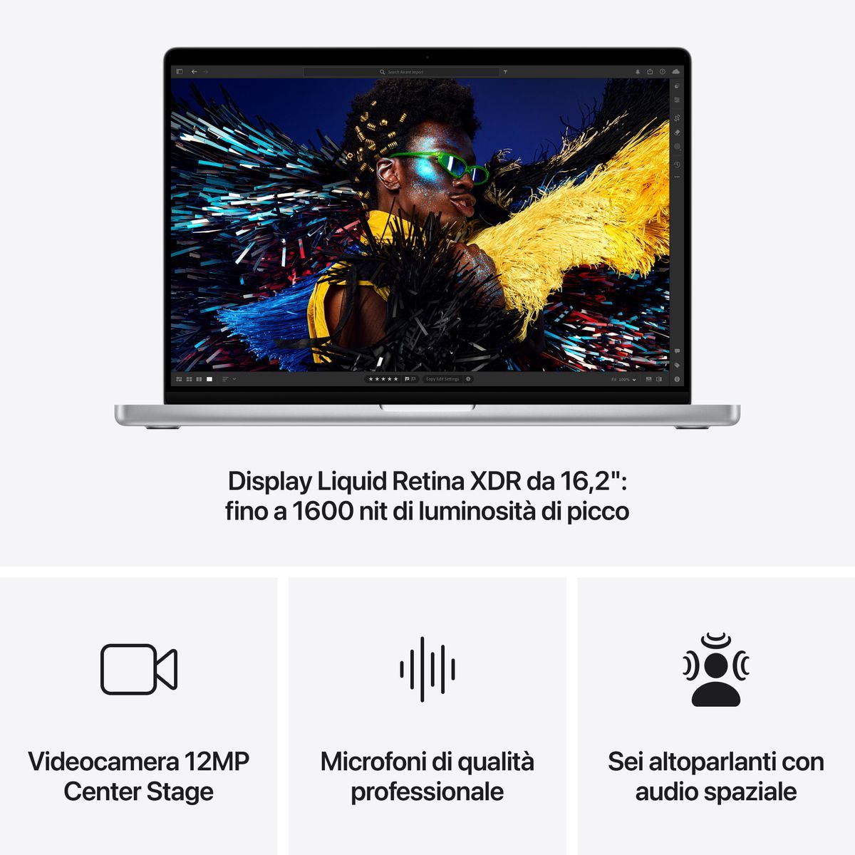 Apple MacBook Pro 16": Chip M4 Max con cpu 16 core e gpu 40 core, 1TB SSD - Argento [MX2W3T/A]