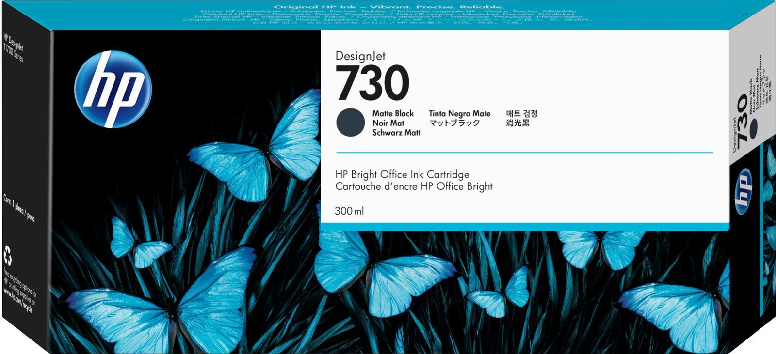 HP Cartuccia di inchiostro nero opaco DesignJet 730 da 300 ml [P2V71A]