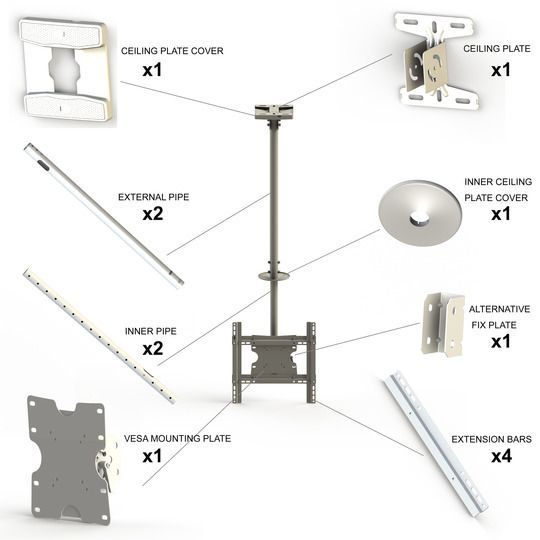 ITB MB2494 Supporto per display espositivi 190,5 cm (75") Argento [MB2494]