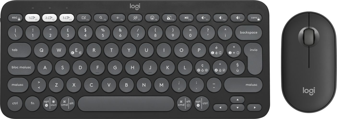Logitech 920-012221 tastiera Mouse incluso Universale RF senza fili + Bluetooth QWERTY Italiano Grafite [920-012221]