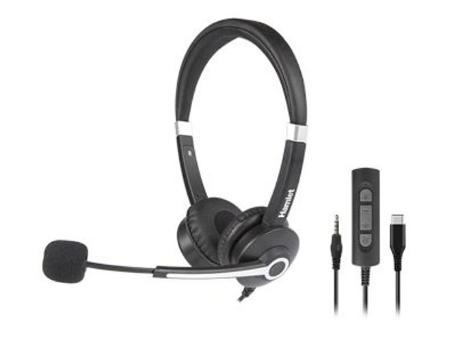 Hamlet HHEADM-CJS cuffia e auricolare Cablato A Padiglione Ufficio USB tipo-C Nero [HHEADM-CJS]
