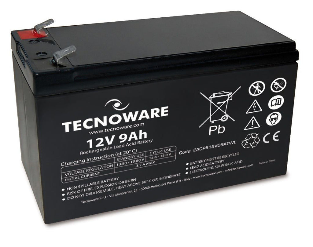POWER BATTERY TECNOWARE 12V 9AH FASTON 6,3 MM LONG LIFE (24 Mesi di Garanzia) [EACPE12V09ATWL]