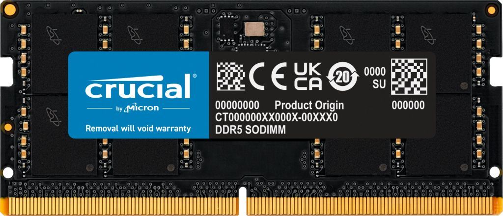 Crucial SORAM D5 5200 48GB CL46 - 48 GB memoria 1 x 48 GB DDR5 5600 MHz Data Integrity Check (verifica integrità dati) [CT48G56C46S5]