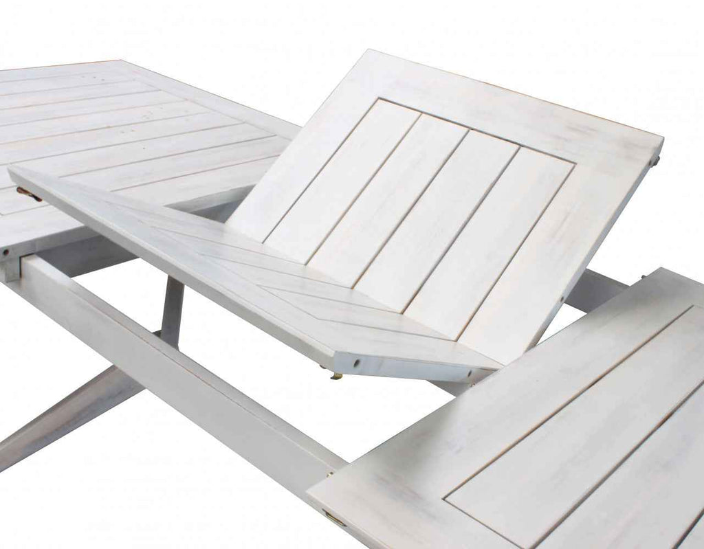 Tavolo allungabile Bali 150/200 x 90 in legno di acacia bianco
