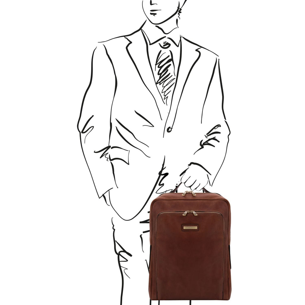 Bangkok - Matte leather laptop backpack | TL141793
