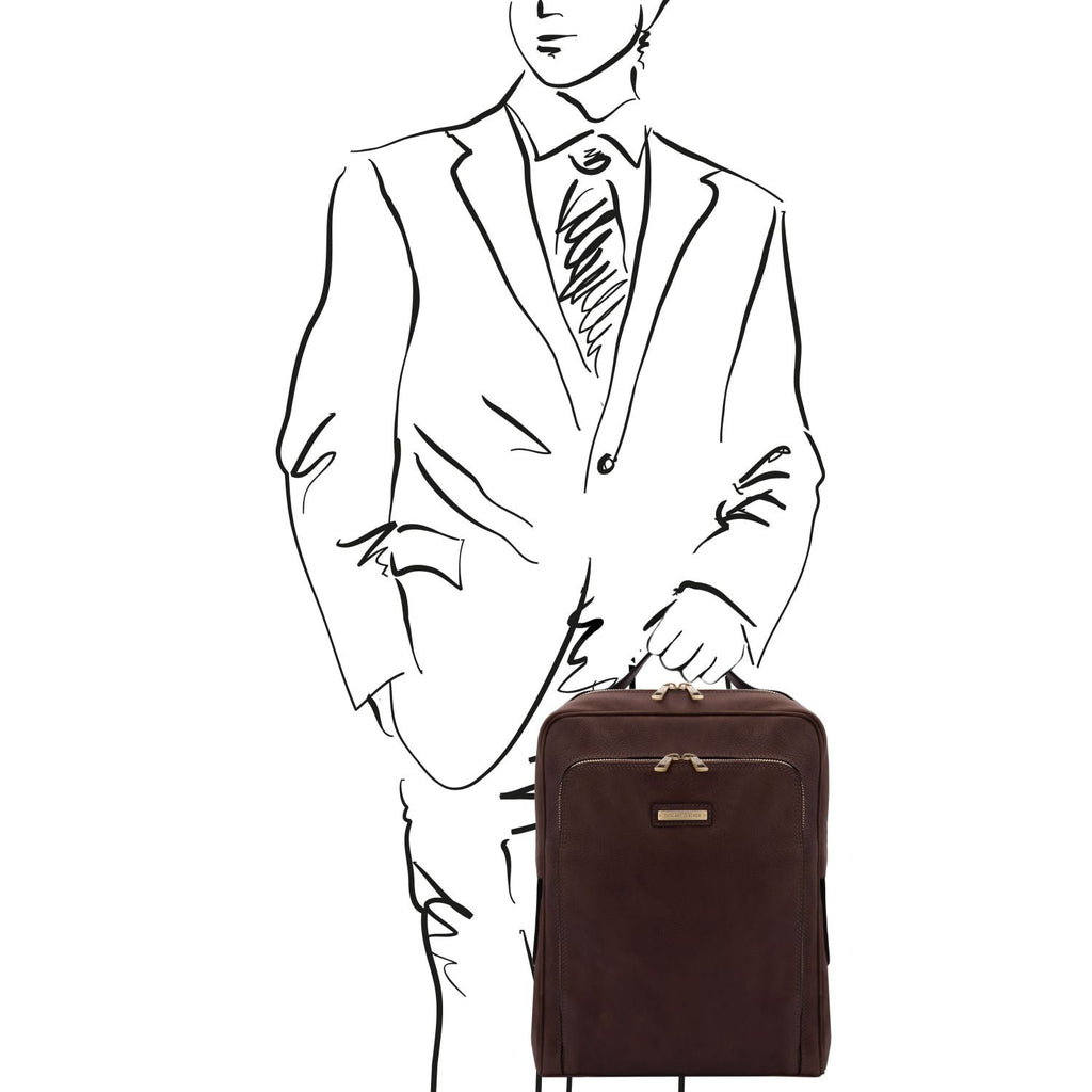 Bangkok - Matte leather laptop backpack | TL141793