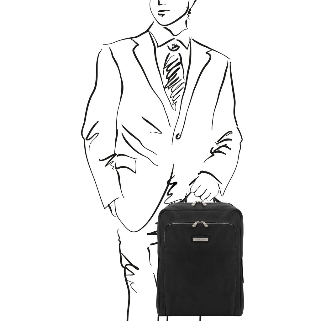 Bangkok - Matte leather laptop backpack | TL141793