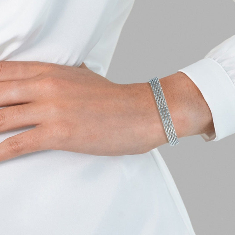Bracciale da donna con catena, stile business casual, in metallo dorato e argentato