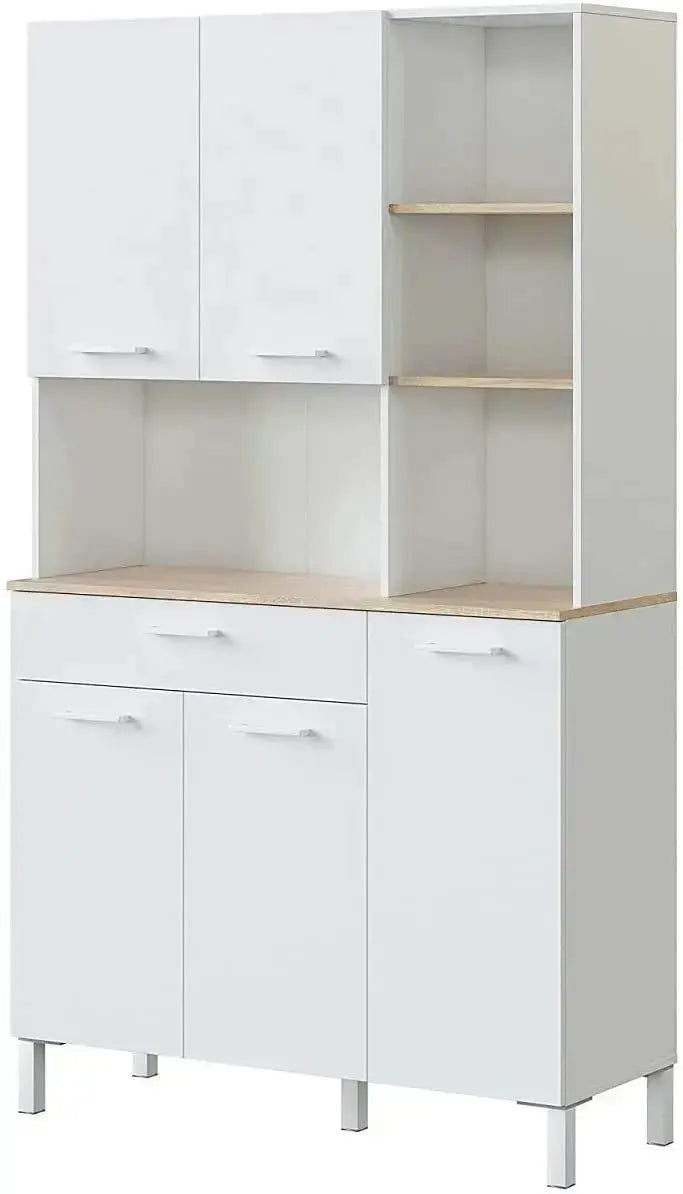 Armadio da cucina bianco artik/canadian con 5 ante, 1 cassetto e 3 ripiani