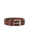 Cintura Bull Soapy Bruciato in Cuoio con Cabochon Turchesi