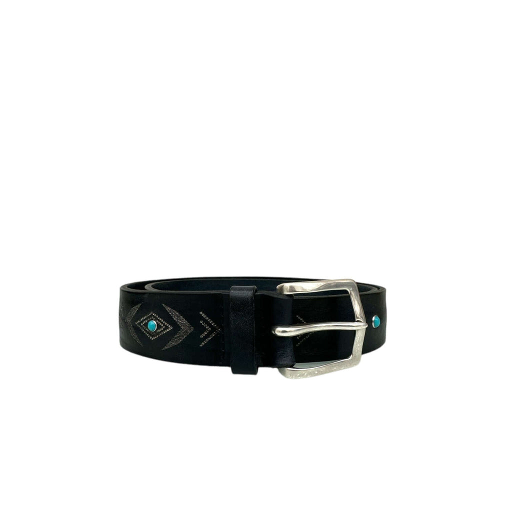 Cintura Bull Soapy in Cuoio con Cabochon Turchesi