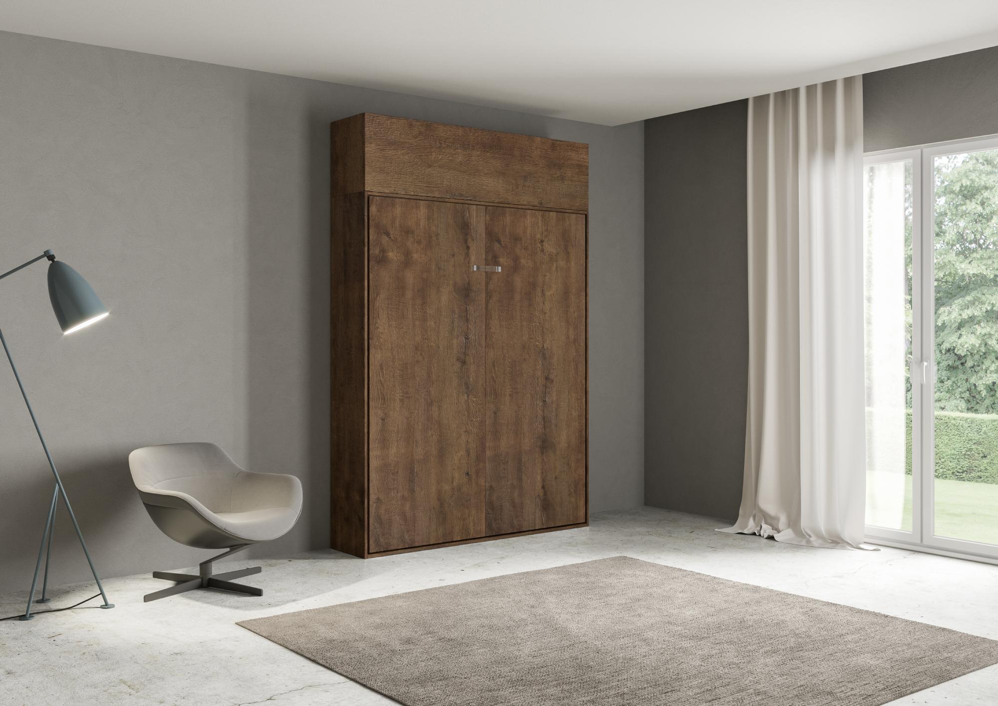 Letto una piazza e mezza a scomparsa 120 verticale Kentaro con colonna e pensili
