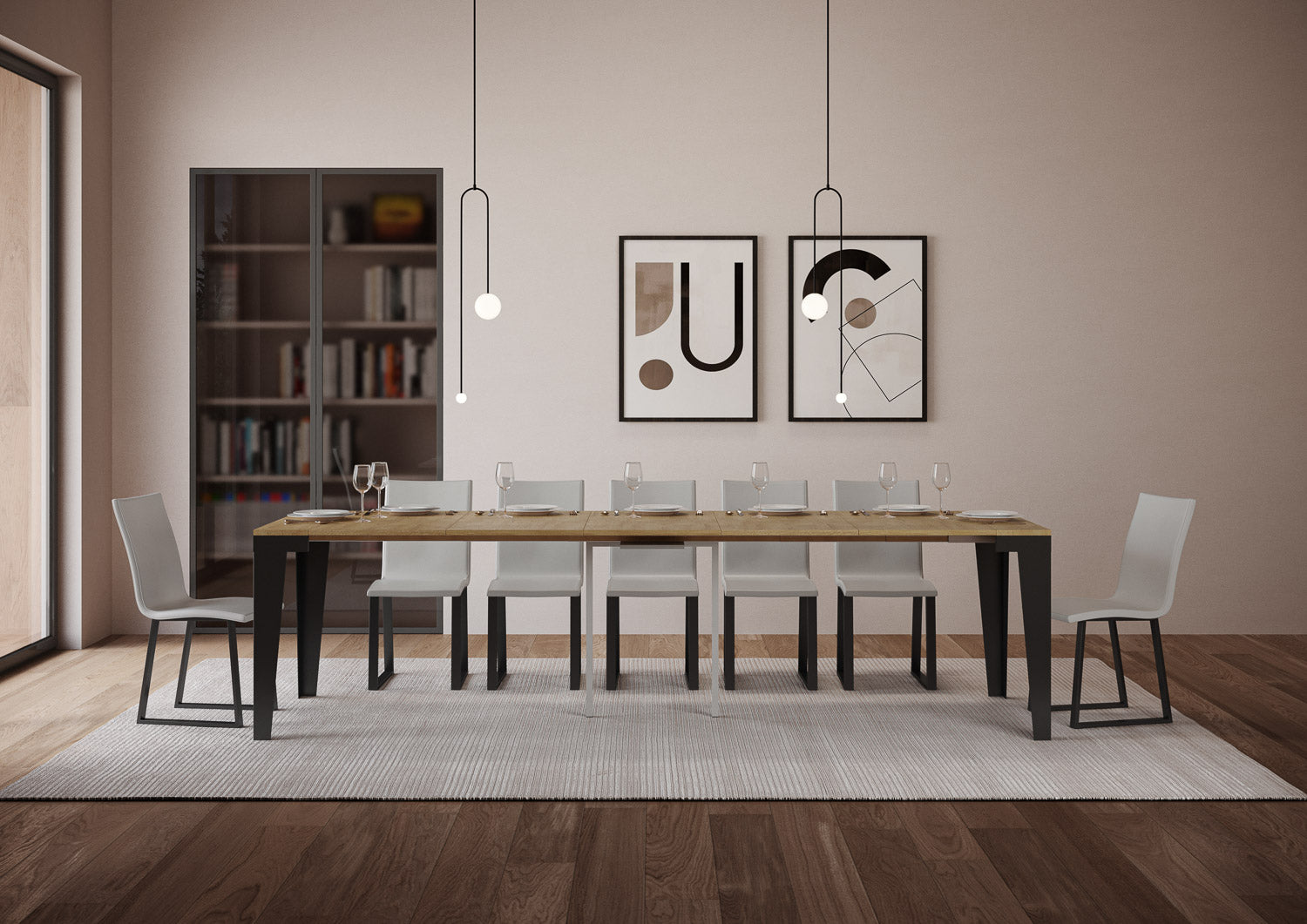 Consolle allungabile Flame Evolution in Antracite - Due Dimensioni Disponibili
