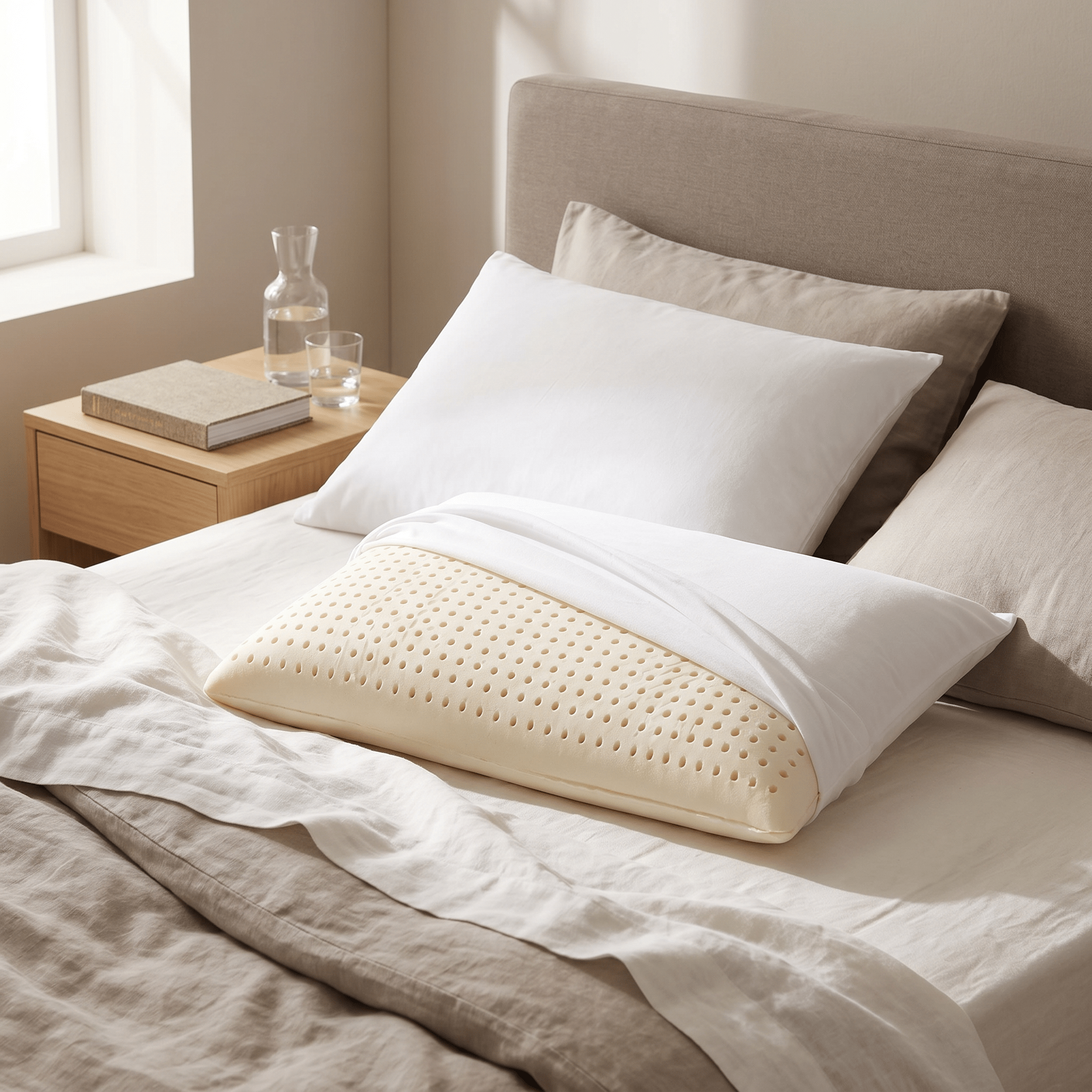 Coppia Cuscini Lattice Naturale – Antiacaro, Cotone Sfoderabile | NATURE H12