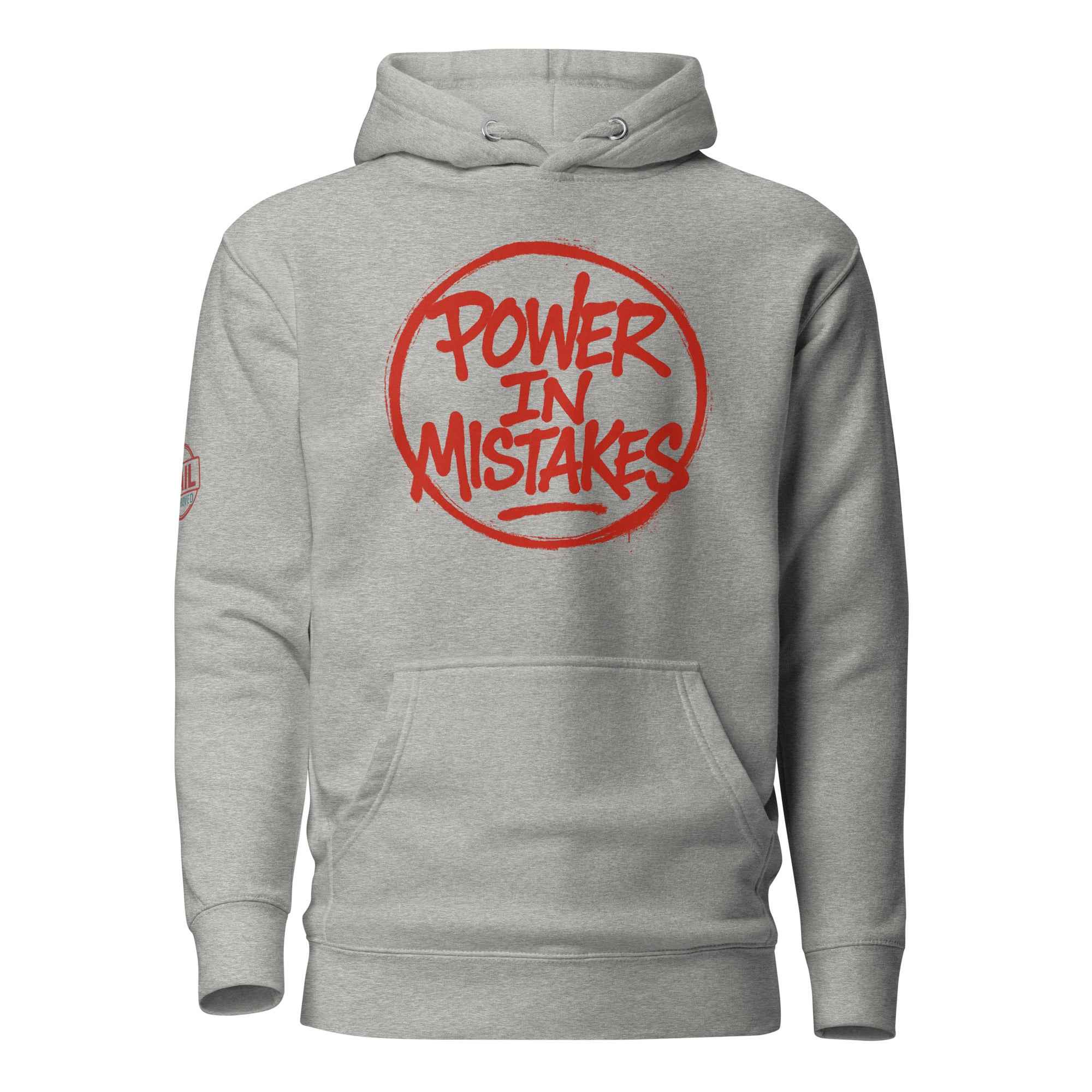 Felpa con Cappuccio Streetwear “POWER IN MISTAKES” 🔴 | FAIL – Manifesto di Coraggio e Stile