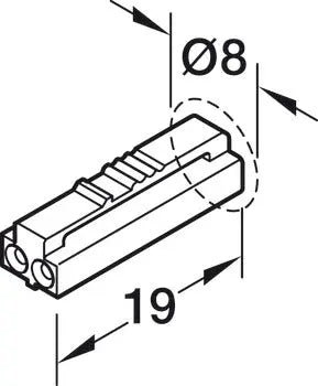 PROLUNGA, PER HÄFELE LOOX5 24 V A 2 POLI (MONOCROMATICO O TECNICA A 2 FILE MUTLI-WHITE)