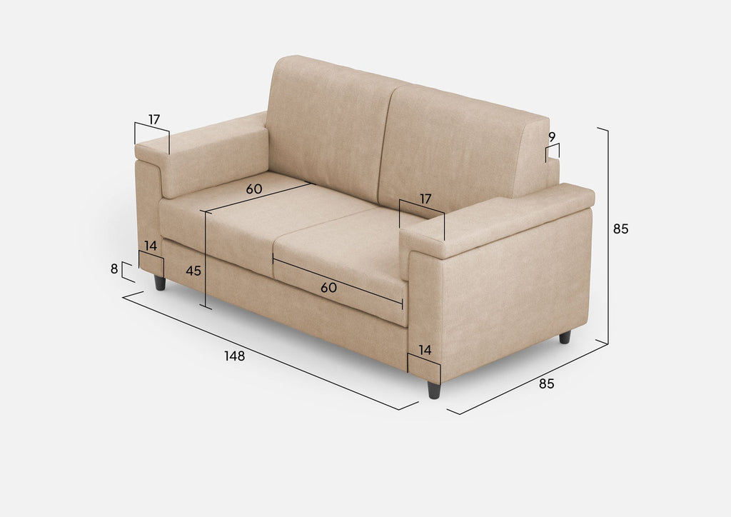 Divano Marrak 2 posti (due sedute da 60cm) misure esterne L.148cm