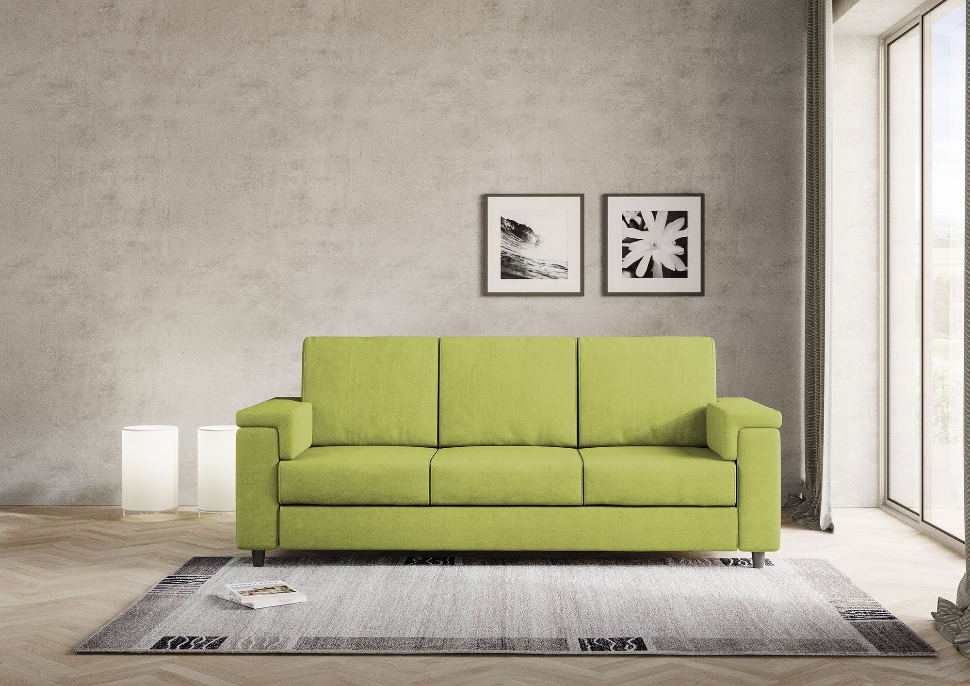 Divano Marrak 3 posti (tre sedute da 60cm) misure esterne L.208cm