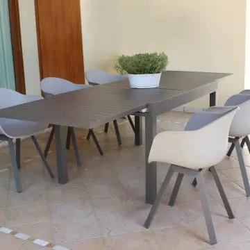 Tavolo Hawaii allungabile in alluminio taupe - 135/270 X 90