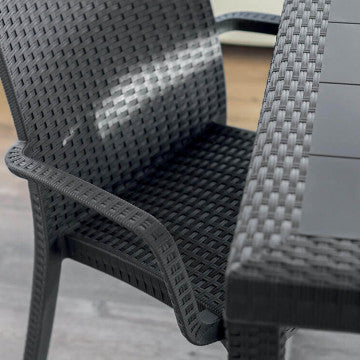 Tavolo Dallas 80 x 80 con Struttura in Plastica Stampata e Finitura Wicker
