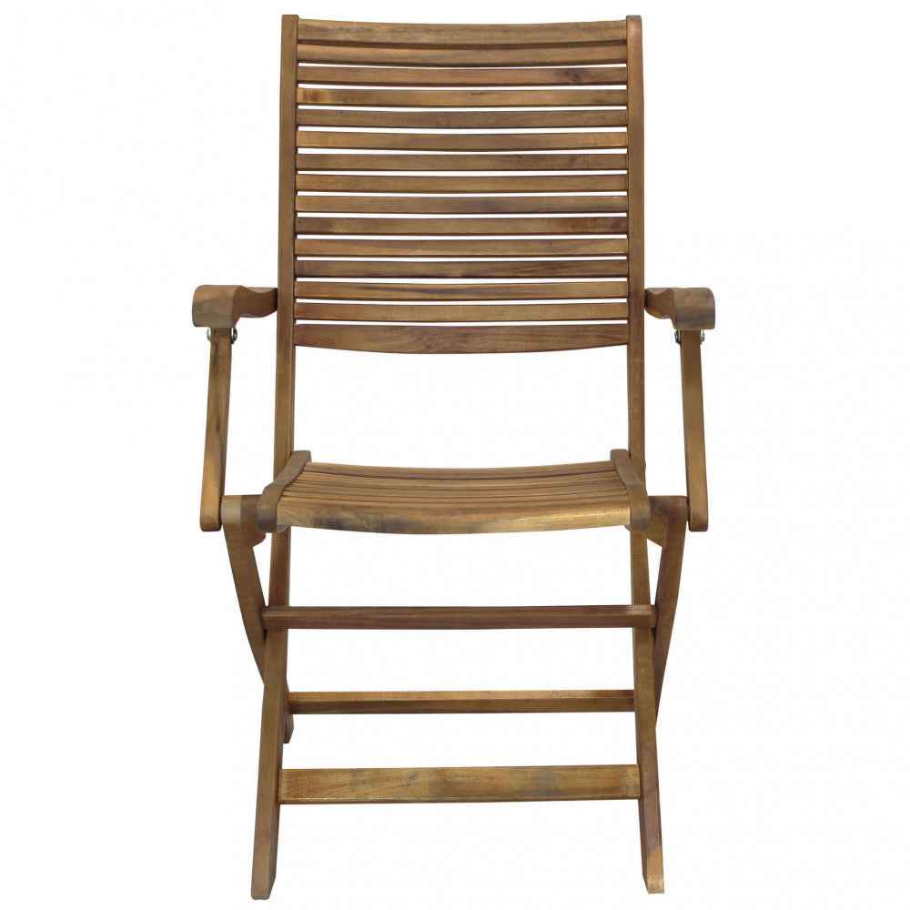 Poltrona Riviera con braccioli - Sedia in legno di Acacia Marrone 55 x 64 x 94 cm H