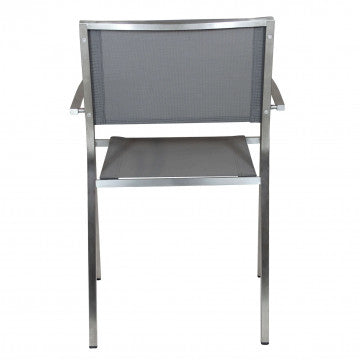 Poltrona Florida - Sedia da giardino in acciaio inox e textilene grigio