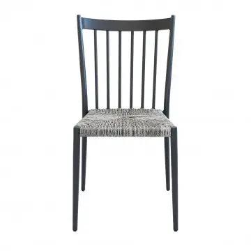 Sedia impilabile Martinica con Seduta in Polyrattan Grigio Mélange - Senza Braccioli