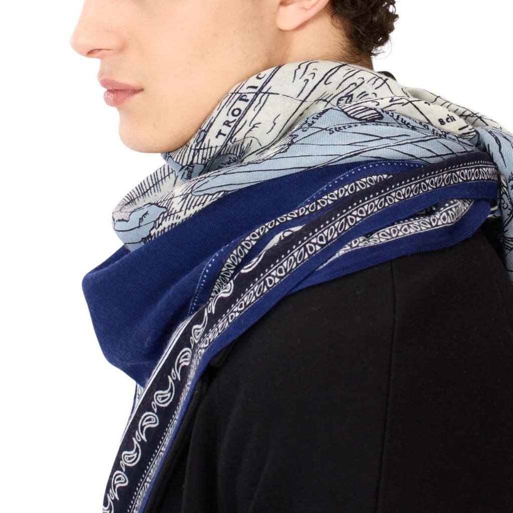Foulard Quadrato Mappemonde Blu