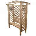 Pergola ad arco con panca in legno pino per giardino 160 x 70 x 190