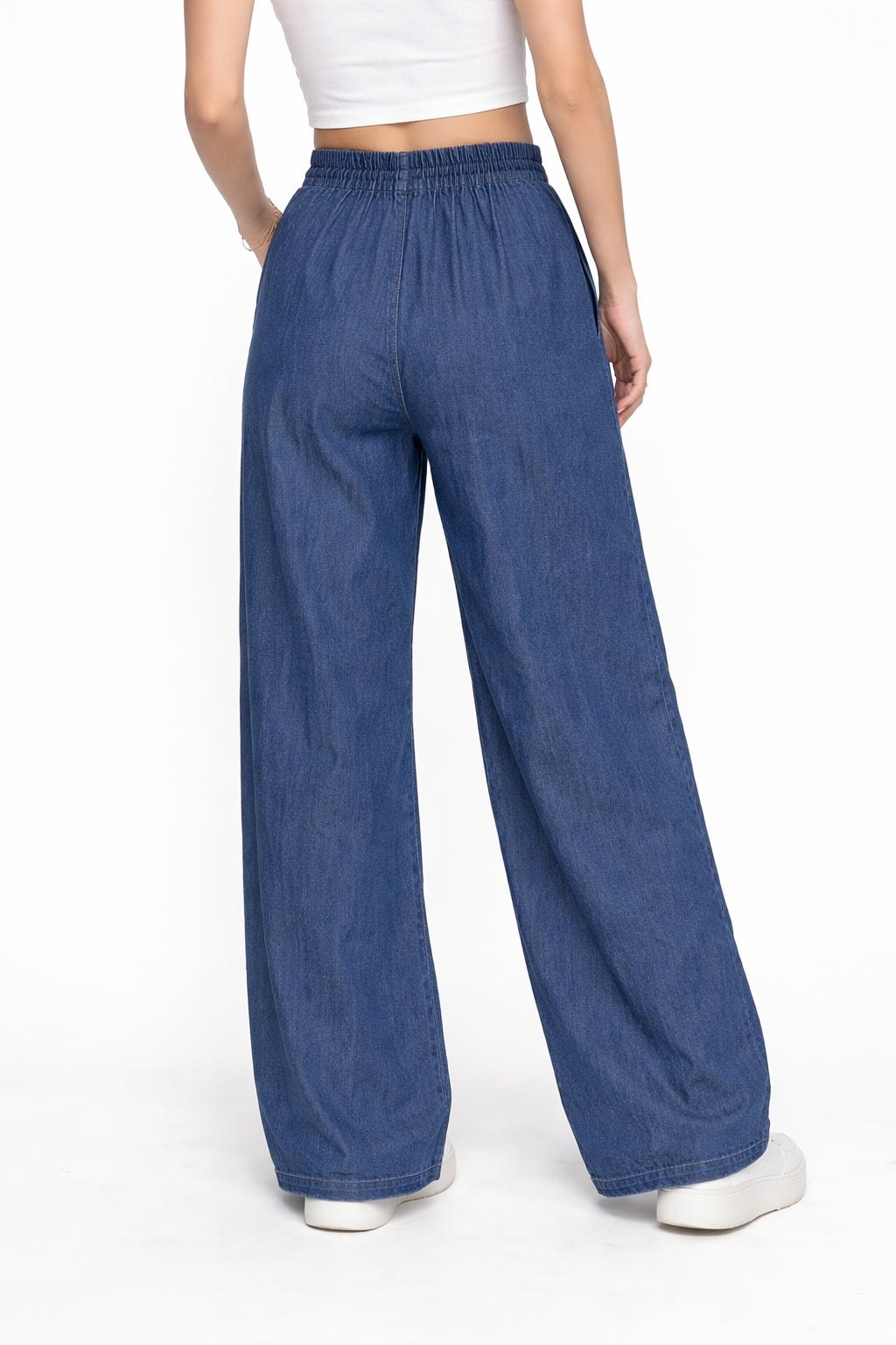 Griffai Pantapalazzo Chambray Donna DGO7970 Blu Elastico Vita PE26