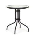Tavolo da Esterno in Acciaio Nero Ø60 cm – Piano in Vetro Temperato