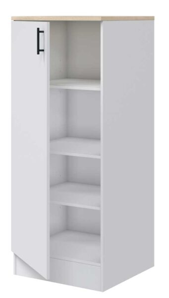 Mobile Colonna 60 cm 1 Anta, Ripiani Regolabili, Bianco/Rovere - MDF