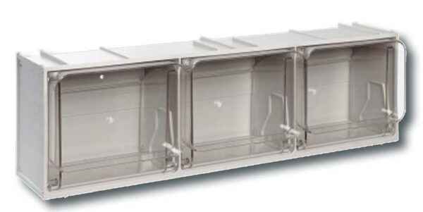 Cassettiera modulare compatta 3 cassetti trasparenti, 600x175x155 mm, resistente agli urti