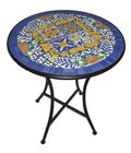 Tavolo da Esterno Blu Makari Ø 60 cm – Ferro Trattato e Ceramica a Mosaico