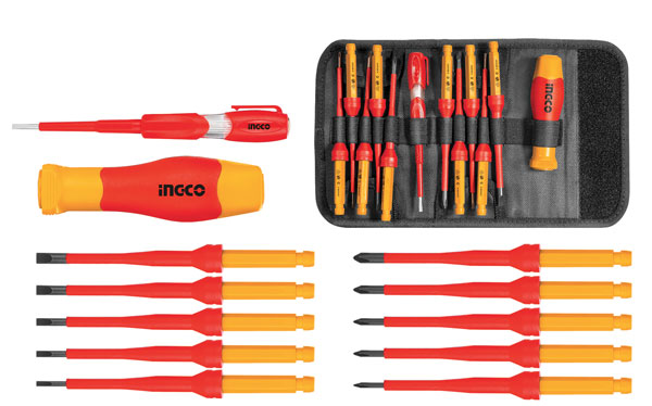 Set 12 cacciaviti isolati 1000V INGCO – Certificati VDE/GSM, borsa inclusa