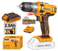 Trapano a batteria 20V, 45 Nm, con batteria 2.0Ah e caricatore