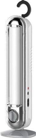 Lampada emergenza LED 9W VEGA ricaricabile con 18 LED, base e gancio