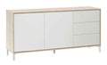 Credenza Brooklin 154 cm – 2 Ante, 3 Cassetti, Bianco e Rovere